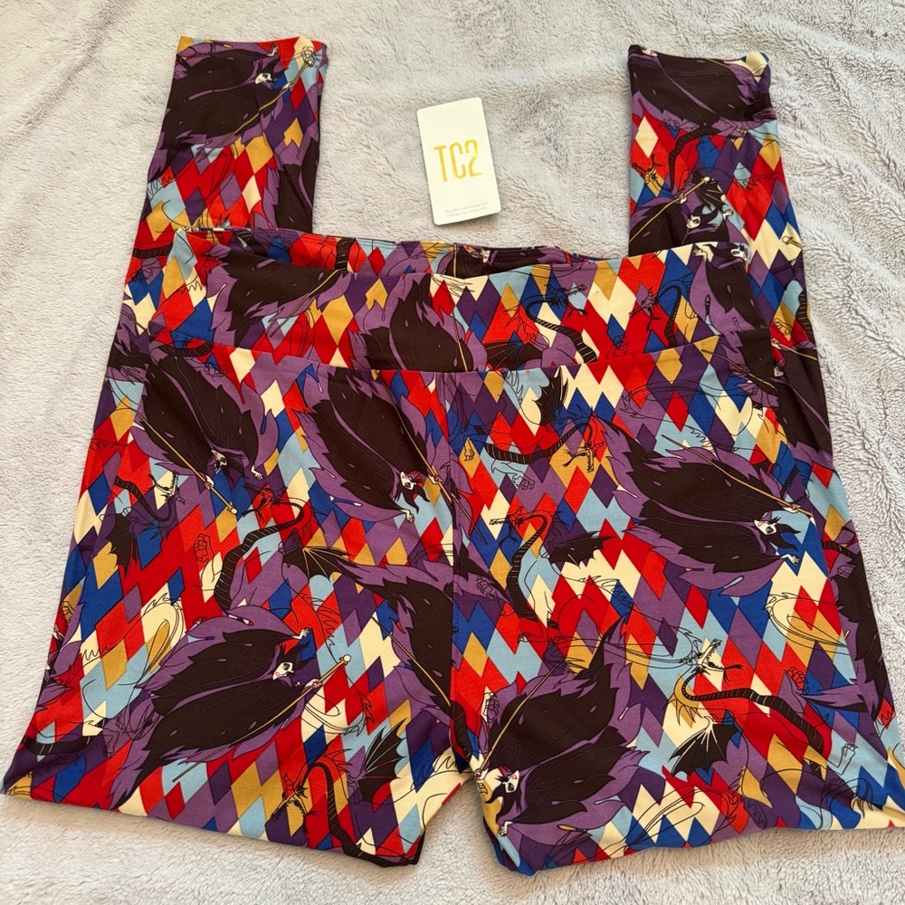 LuLaRoe Disney Villains Maleficent‎ Leggings TC2 NWT Rare Unicorn Print